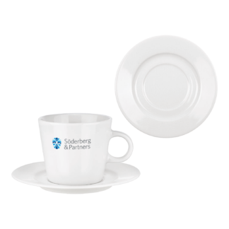 Kaffekopp 18cl m. fat, Vit 12-pack