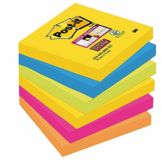 POST-IT SUPER STICKY 654-6SS-CARN 76X76MM CARNIVAL 6ST/FP